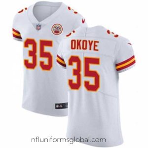 Divine Nike Chiefs #35 Christian Okoye White Mens Stitched NFL Vapor Untouchable Limited Jersey