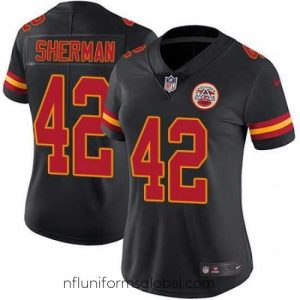 Stunning Nike Chiefs 42 Anthony Sherman Black Womens Stitched NFL Limited Rush Jersey