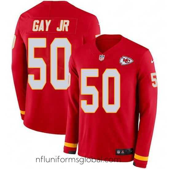Divine Nike Chiefs 50 Willie Gay Jr Red Team Color Stitched NFL Limited Therma Long Sleeve Jersey