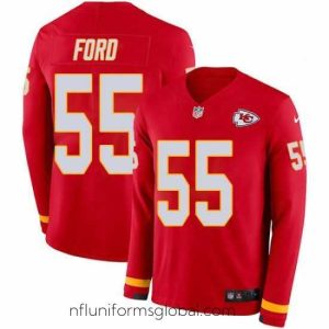 Stunning Nike Chiefs #55 Dee Ford Red Team Color Stitched NFL Limited Therma Long Sleeve Jersey