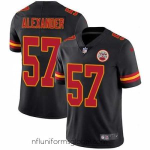 Divine Nike Chiefs #57 D J  Alexander Black Stitched NFL Limited Rush Jersey