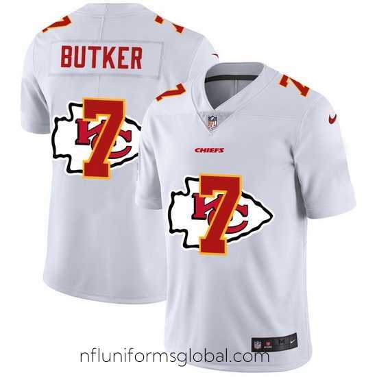 Alluring Nike Chiefs 7 Harrison Butker White Shadow Logo Limited Jersey