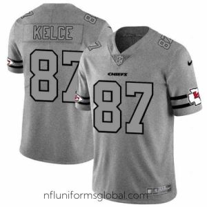 Divine Nike Chiefs 87 Travis Kelce 2019 Gray Gridiron Gray Vapor Untouchable Limited Jersey