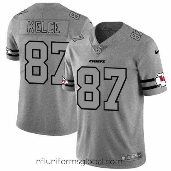 Divine Nike Chiefs 87 Travis Kelce 2019 Gray Gridiron Gray Vapor Untouchable Limited Jersey