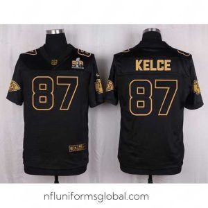 Exquisite Nike Chiefs #87 Travis Kelce Black Mens Stitched NFL Elite Pro Line Gold Collection Jersey