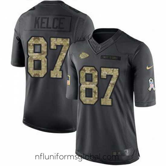 Captivating Nike Chiefs #87 Travis Kelce Black Stitched NFL Limited 2016 Salute to Service Jersey