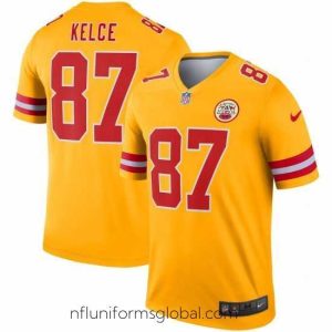 Irresistible Nike Chiefs 87 Travis Kelce Gold Inverted Legend Jersey