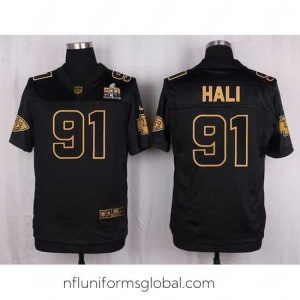 Gorgeous Nike Chiefs #91 Tamba Hali Black Mens Stitched NFL Elite Pro Line Gold Collection Jersey