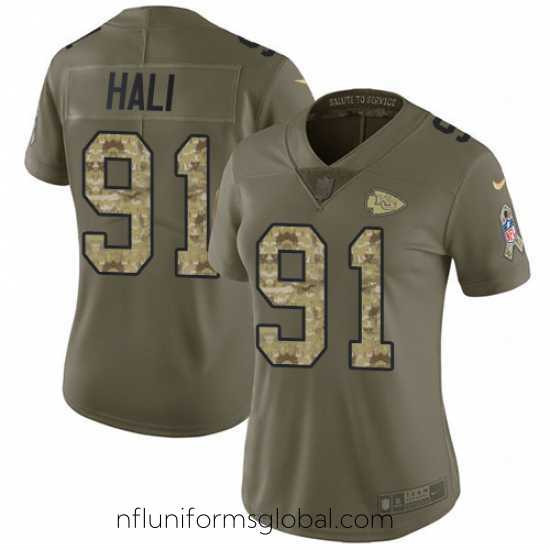 Stunning Nike Chiefs #91 Tamba Hali Olive Camo Womens Stitched NFL Limited 2017 Salute to Service Jersey