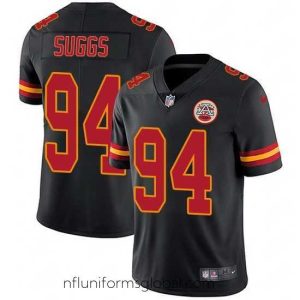 Captivating Nike Chiefs 94 Terrell Suggs Black Stitched NFL Limited Rush Jersey