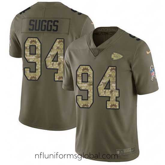 Gorgeous Nike Chiefs 94 Terrell Suggs Olive Camo Stitched NFL Limited 2017 Salute To Service Jersey