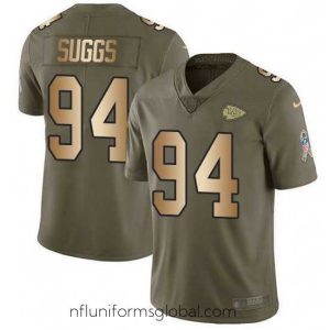 Sumptuous Nike Chiefs 94 Terrell Suggs Olive Gold Stitched NFL Limited 2017 Salute To Service Jersey
