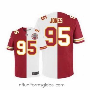 Stunning Nike Chiefs #95 Chris Jones Red White Mens Stitched NFL Elite Split Jersey