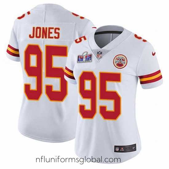 Captivating Nike Chiefs 95 Chris Jones White Bound Stitched NFL Vapor Untouchable Limited 2024 Super Bowl LVIII Jersey