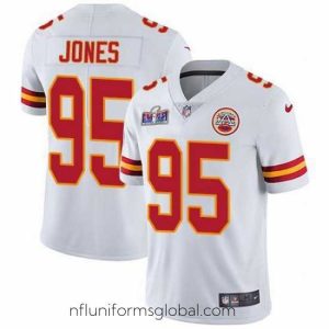 Captivating Nike Chiefs 95 Chris Jones White Bound Stitched NFL Vapor Untouchable Limited 2024 Super Bowl LVIII Jersey