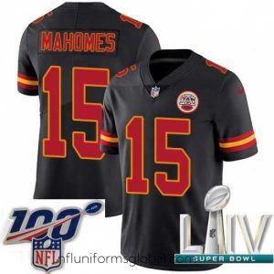 Ravishing Nike Kansas City Chiefs #15 Patrick Mahomes Black 2020 Super Bowl LIV Stitched NFL Limited Rush Jersey