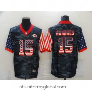 Enchanting Nike Kansas City Chiefs 15 Patrick Mahomes Black Camo USA Flag Limited Jersey