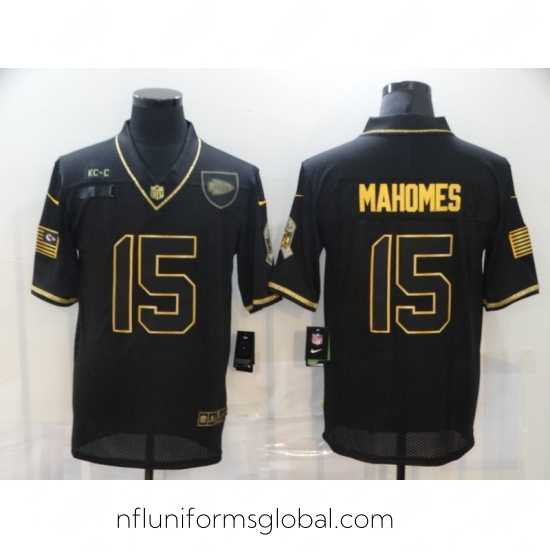 Sumptuous Nike Kansas City Chiefs 15 Patrick Mahomes Black Gold 2020 Salute To Service Limited Jersey
