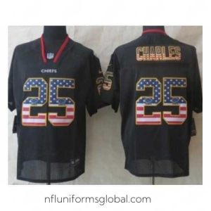 Captivating Nike Kansas City Chiefs 25 Jamaal Charles Black Elite USA Flag Fashion NFL Jersey