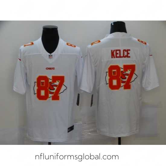 Gorgeous Nike Kansas City Chiefs 87 Travis Kelce White Shadow Logo Limited Jersey