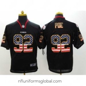 Gorgeous Nike Kansas City Chiefs 92 Dontari Poe Black Elite USA Flag Fashion NFL Jersey