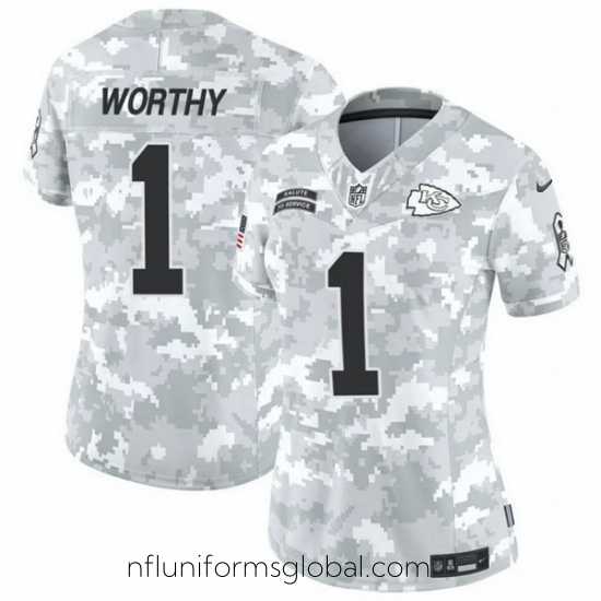 Irresistible Kansas City Chiefs 1 Xavier Worthy 2024 F.U.S.E Arctic Camo Salute To Service Limited Stitched Football Jersey