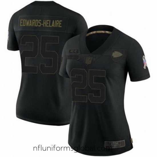 Captivating Kansas City Chiefs 25 Clyde Edwards-Helaire 2020 Black Salute To Service Limited Jersey