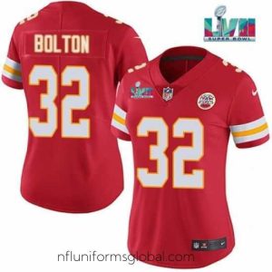 Exquisite Kansas City Chiefs 32 Nick Bolton Red Super Bowl LVII Patch Vapor Stitched Jersey