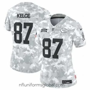 Sumptuous Kansas City Chiefs 87 Travis Kelce 2024 F.U.S.E Arctic Camo Salute To Service Limited Stitched Football Jersey