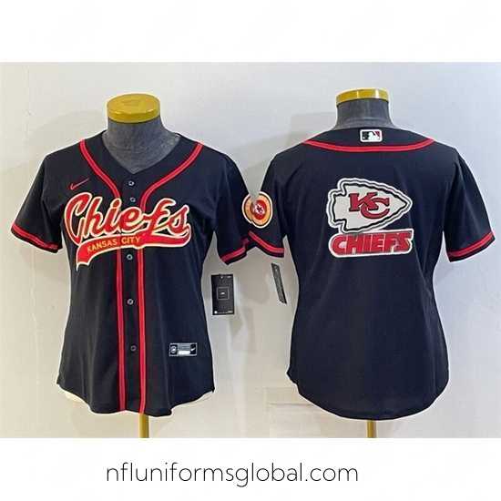 Irresistible Kansas City Chiefs Black Team Big Logo With Patch Cool Base Stitched Baseball Jersey