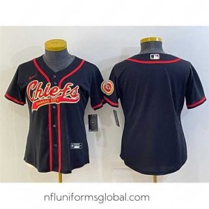 Sumptuous Kansas City Chiefs Blank Black With Patch Cool Base Stitched Baseball Jersey