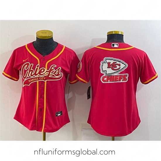 Captivating Kansas City Chiefs Red Team Big Logo With Patch Cool Base Stitched Baseball Jersey
