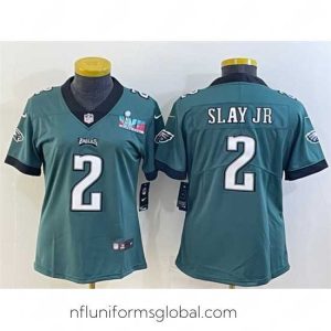 Divine Philadelphia Eagles 2 Darius Slay Jr  Green Super Bowl LVII PatchVapor Untouchable Limited Stitched Football Jersey