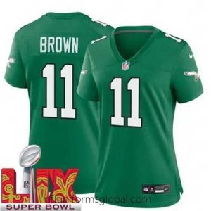 Enchanting Philadelphia Eagles A.J. Brown #11 Kelly Green 2024 2025 Super Bowl LIX F.U.S.E Stitched NFL Jersey