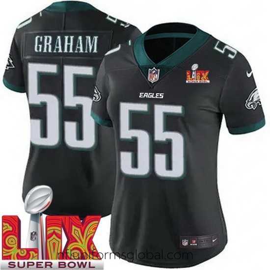 Stunning Philadelphia Eagles Brandon Graham #55 Black 2024 2025 Super Bowl LIX F.U.S.E Stitched NFL Jersey