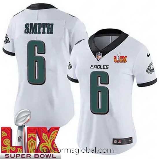 Ravishing Philadelphia Eagles DeVonta Smith #6 White 2024 2025 Super Bowl LIX F.U.S.E Stitched NFL Jersey