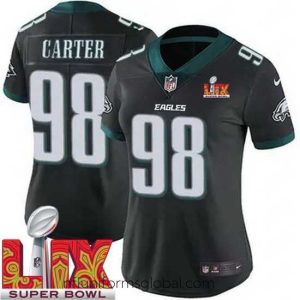 Divine Philadelphia Eagles Jalen Carter #98 Black 2024 2025 Super Bowl LIX F.U.S.E Stitched NFL Jersey