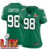 Divine Philadelphia Eagles Jalen Carter #98 Kelly Green 2024 2025 Super Bowl LIX F.U.S.E Stitched NFL Jersey