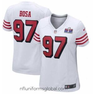 Captivating San Francisco 49ers 97 Nick Bosa White Throwback 2023 F.U.S.E  Vapor Untouchable Limited Stitched Football 2024 Super Bowl LVIII Jersey
