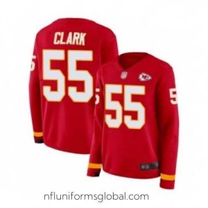 Captivating Womens Kansas City Chiefs 55 Frank Clark Limited Red Therma Long Sleeve Football Jersey