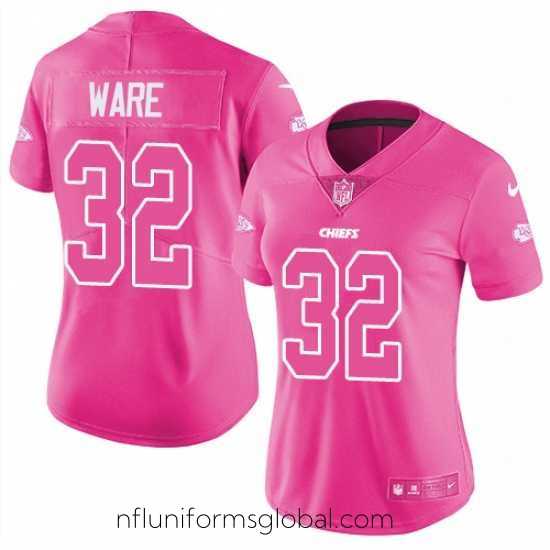 Divine Womens Nike Chiefs #32 Spencer Ware Pink Stitched NFL Limited Rush Fashion Jersey