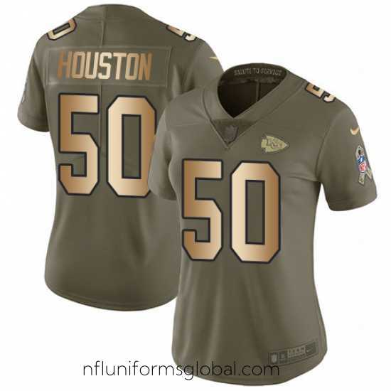 Sumptuous Womens Nike Chiefs #50 Justin Houston Olive Gold Stitched NFL Limited 2017 Salute to Service Jersey