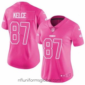 Enchanting Womens Nike Chiefs #87 Travis Kelce Pink  Stitched NFL Limited Rush Fashion Jersey