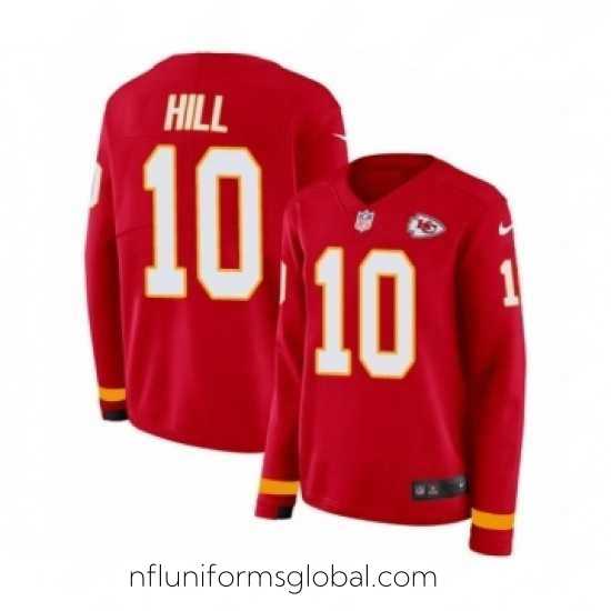 Alluring Womens Nike Kansas City Chiefs 10 Tyreek Hill Limited Red Therma Long Sleeve NFL Jersey