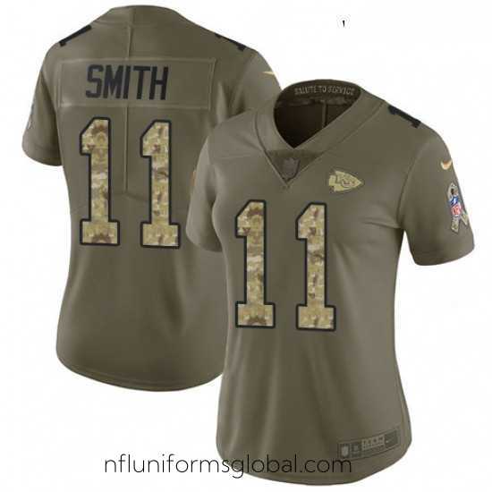 Captivating Womens Nike Kansas City Chiefs 11 Alex Smith Limited OliveCamo 2017 Salute to Service NFL Jersey