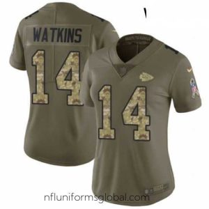 Enchanting Womens Nike Kansas City Chiefs 14 Sammy Watkins Limited OliveCamo 2017 Salute to Service NFL Jersey