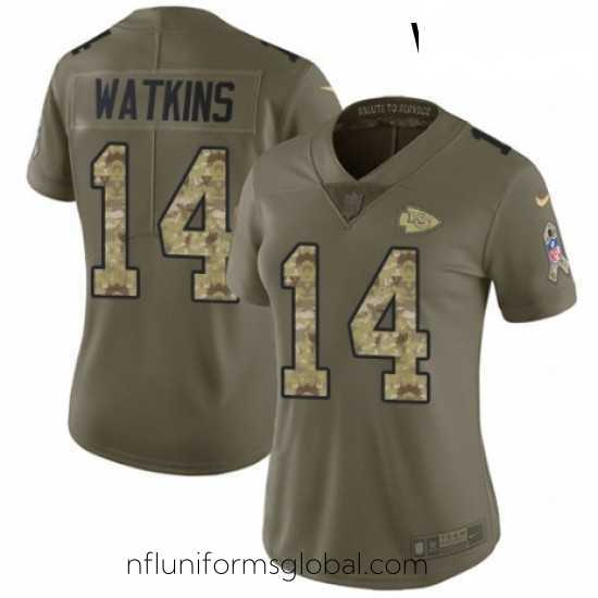 Enchanting Womens Nike Kansas City Chiefs 14 Sammy Watkins Limited OliveCamo 2017 Salute to Service NFL Jersey