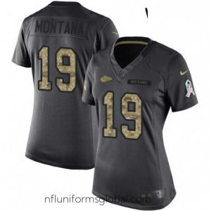Sumptuous Womens Nike Kansas City Chiefs 19 Joe Montana Limited Black 2016 Salute to Service NFL Jersey