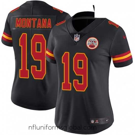 Irresistible Womens Nike Kansas City Chiefs 19 Joe Montana Limited Black Rush Vapor Untouchable NFL Jersey