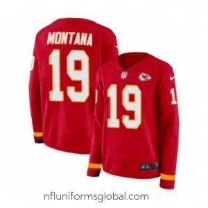 Exquisite Womens Nike Kansas City Chiefs 19 Joe Montana Limited Red Therma Long Sleeve NFL Jersey